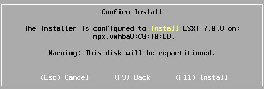 ESXi 7.0安装