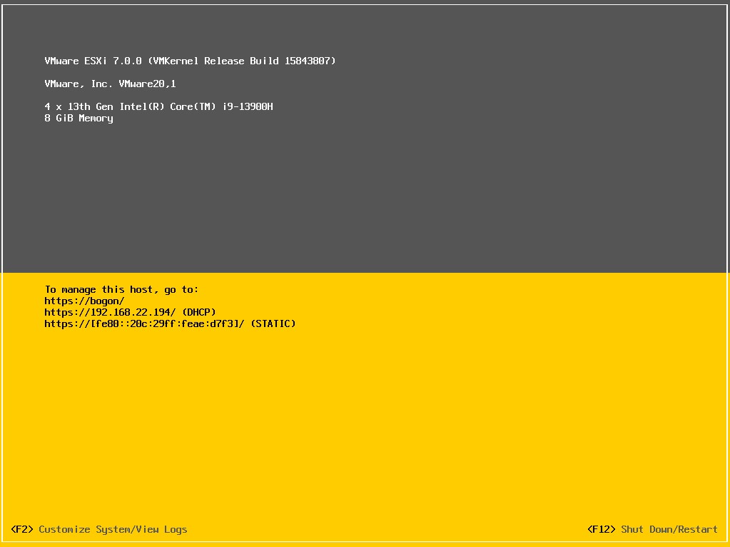 ESXi 7.0安装
