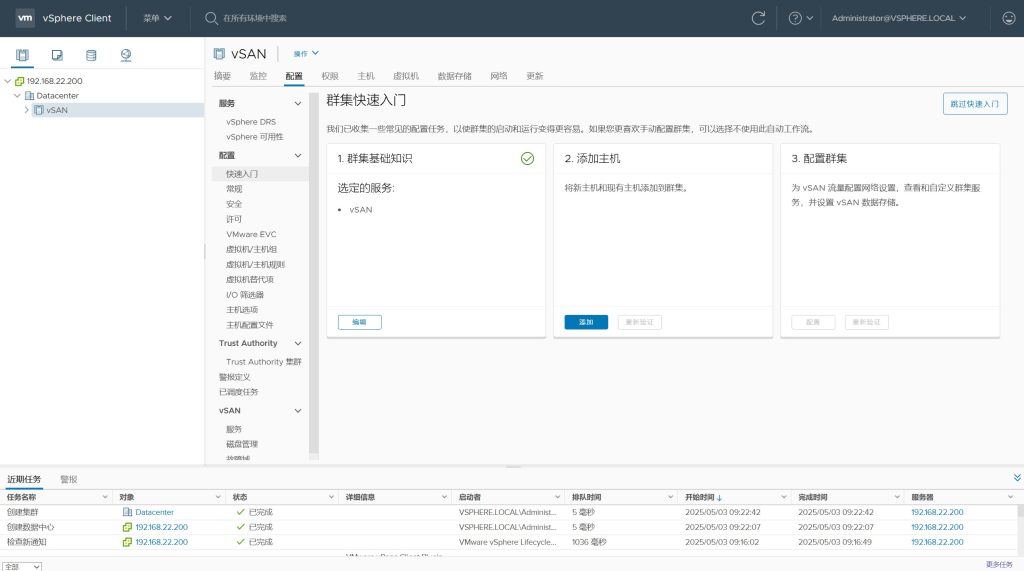vSAN 集群存储配置